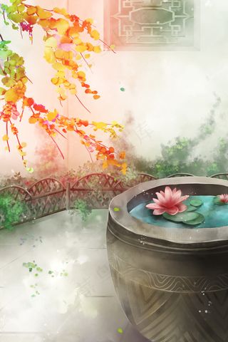 中国风秋分白露庭院节气风景