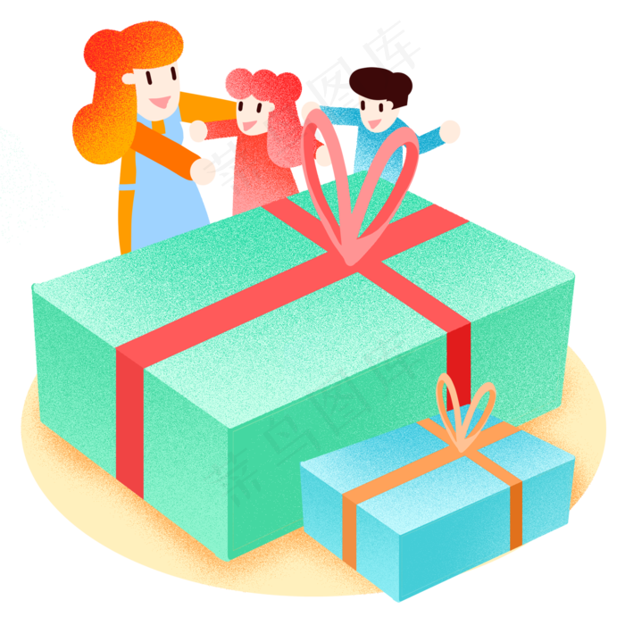 母亲节方形礼盒插画