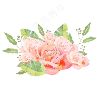 水彩鲜花淡雅玫瑰素材
