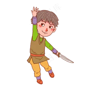 六一儿童节小男孩玩玩具刀