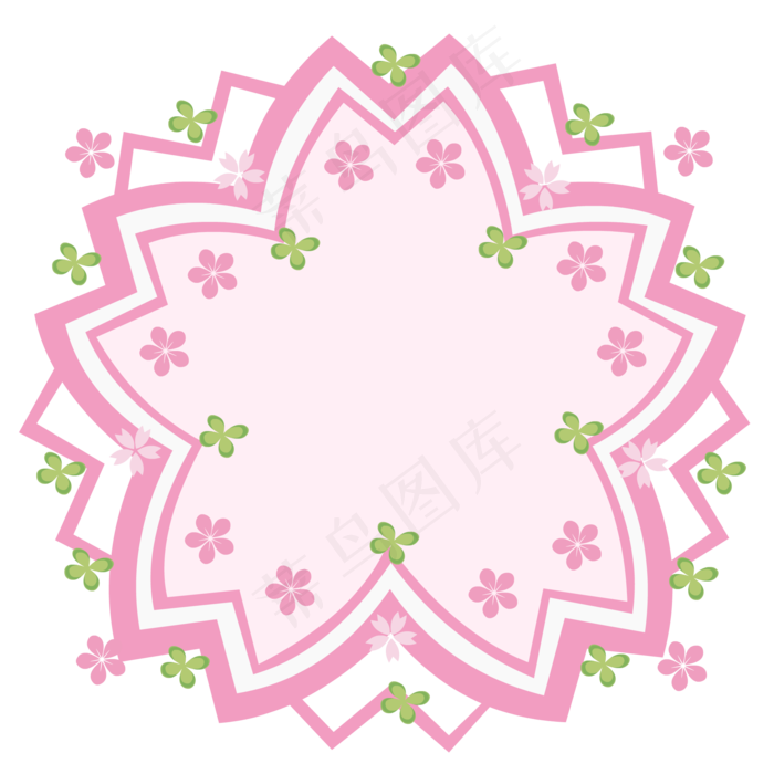 卡通粉红色樱花边框免抠素材