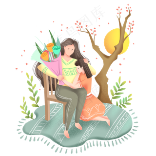 母亲节扁平化噪点亲情,免抠元素