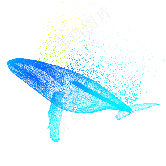 鲸鱼科技动物智能魔幻数据光点状,免抠元素