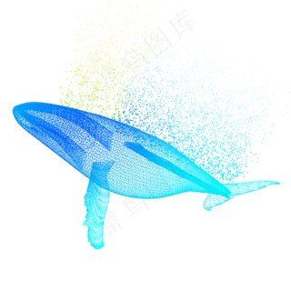 鲸鱼科技动物智能魔幻数据光点状,免抠元素