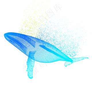 鲸鱼科技动物智能魔幻数据光点状,免抠元素