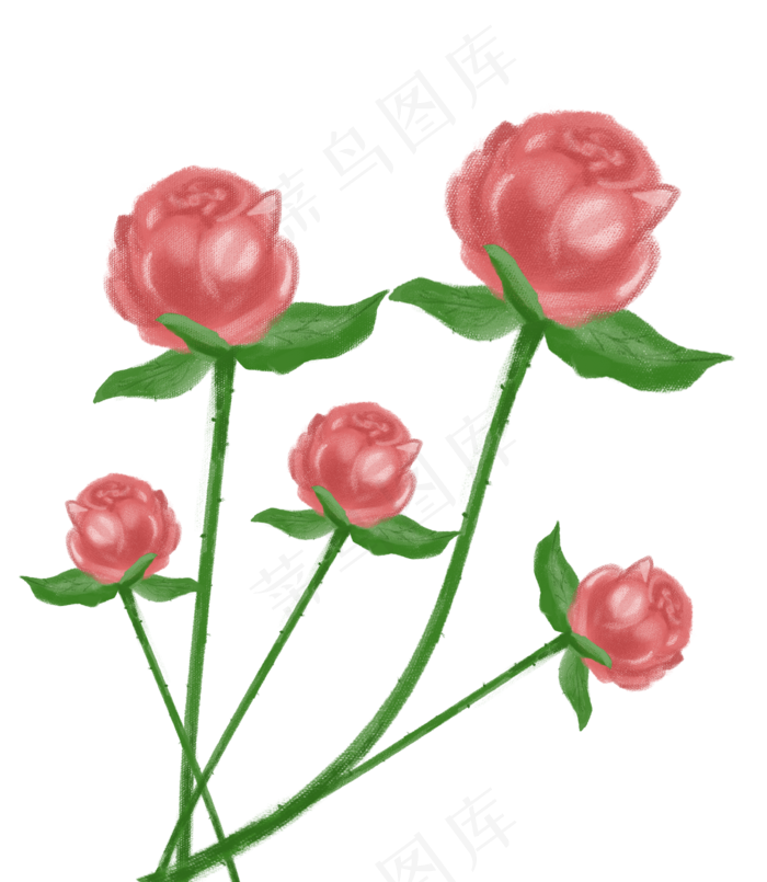 七夕节粉色玫瑰手绘免抠图(2684X3086(DPI:300))psd模版下载
