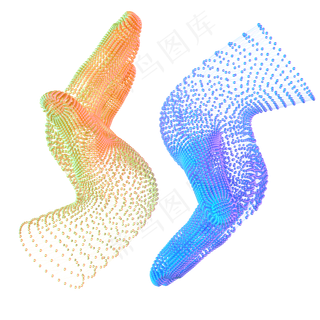 科技智能手对称魔幻数据点状蓝色,免抠元素