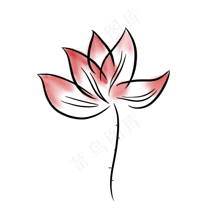 水墨荷花文身(2048X2048(DPI:300))psd模版下载