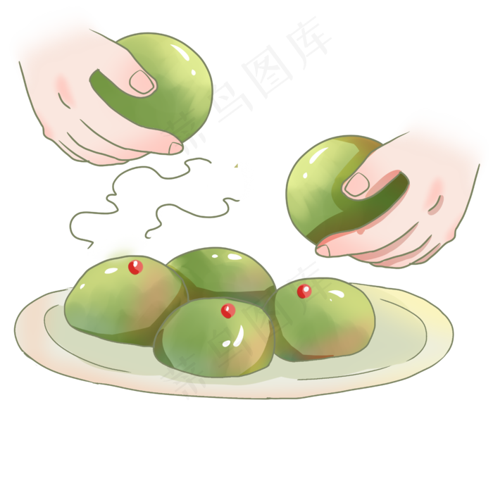绿色的青团装饰插画