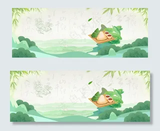 中国风小清新端午节粽子美食banner