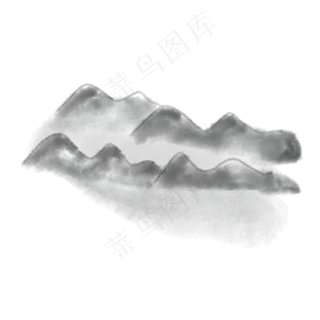 卡通黑白水墨山水免扣图