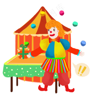 愚人节手绘小丑人物PNG素材