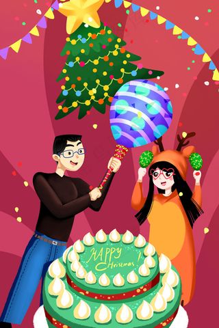 卡通手绘风圣诞节配图