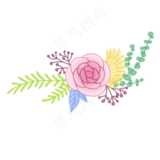 手绘花朵树叶装饰标题框