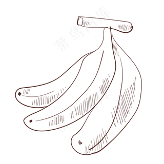线描水果三根香蕉