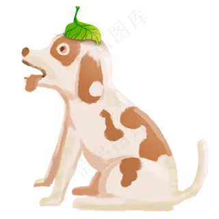 可爱顶着荷叶的小狗装饰元素