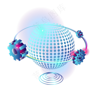 2.5d红蓝渐变人工智能科技装饰元�,免抠元素