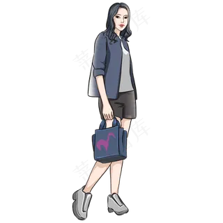 三八妇女节拎包的美女,免抠元素