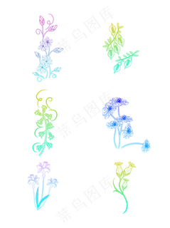 花束渐变冷暖装饰素材设计