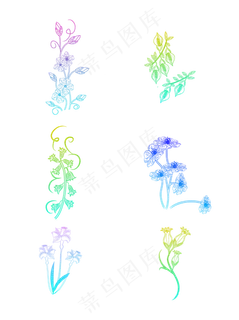 花束渐变冷暖装饰素材设计