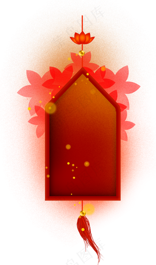 中国风农历新年元宵节花卉文字框