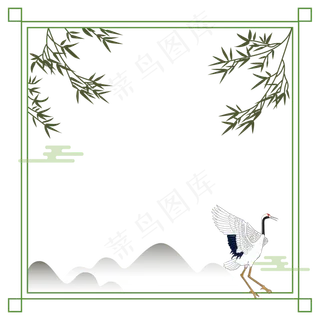 汉风竹林仙鹤矢量图