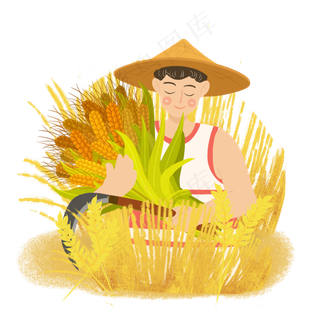 芒种收割小麦农民png素材