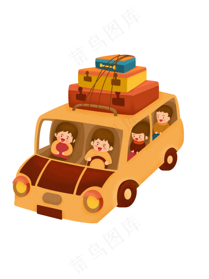 新年农历新年家人回家开车春运红,免抠元素