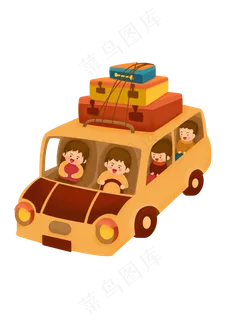 新年农历新年家人回家开车春运红,免抠元素