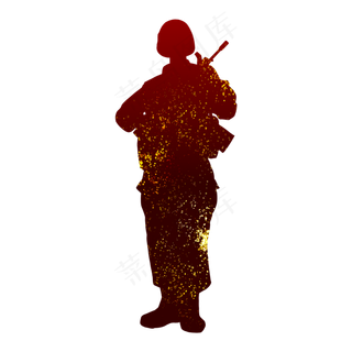 建军节军人剪影野战军人,免抠元素