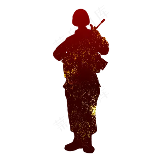 建军节军人剪影野战军人,免抠元素