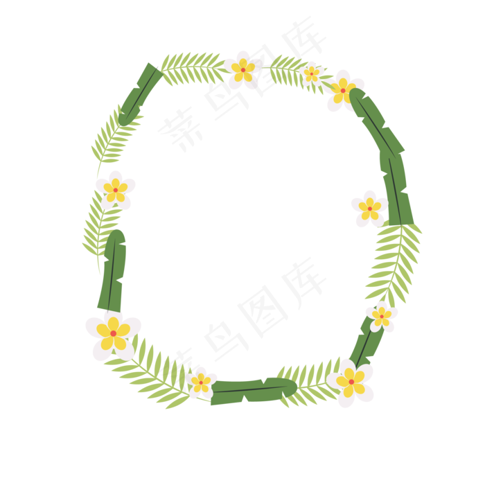 夏季夏天夏至简约花环免扣素材
