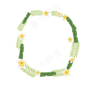 夏季夏天夏至简约花环免扣素材