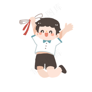 高考加油可爱卡通手绘开心的跳跃