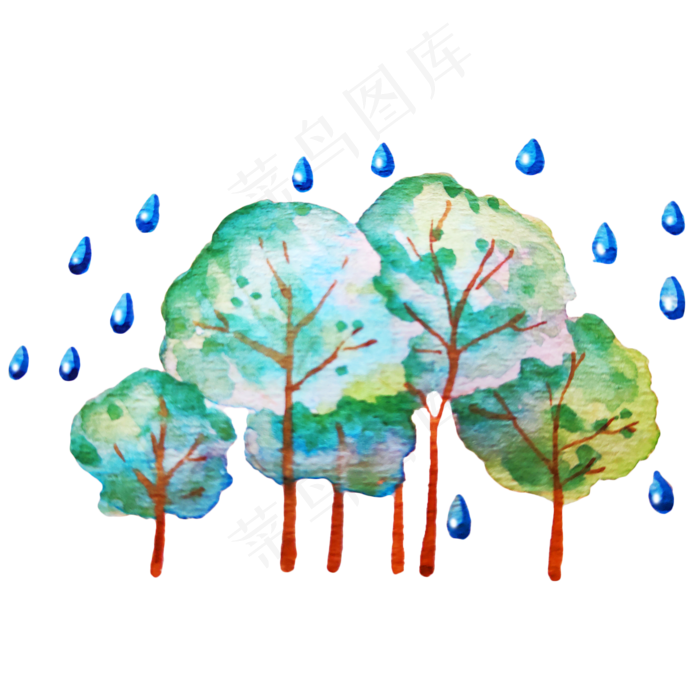 植树节树木和雨滴