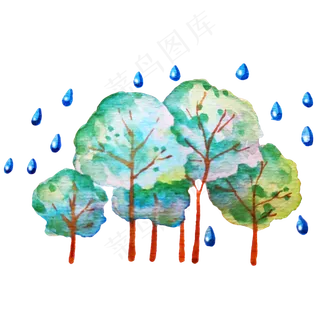 植树节树木和雨滴