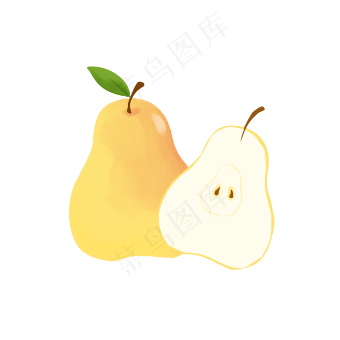 水彩风手绘黄色梨子