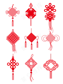中国结中国风花纹矢量喜庆新年可,免抠元素