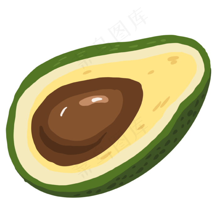 手绘切开的牛油果