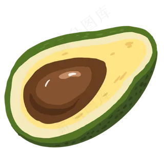 手绘切开的牛油果