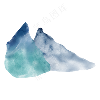 水彩山水淡彩群山