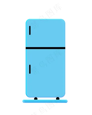手绘蓝色冰箱免抠图