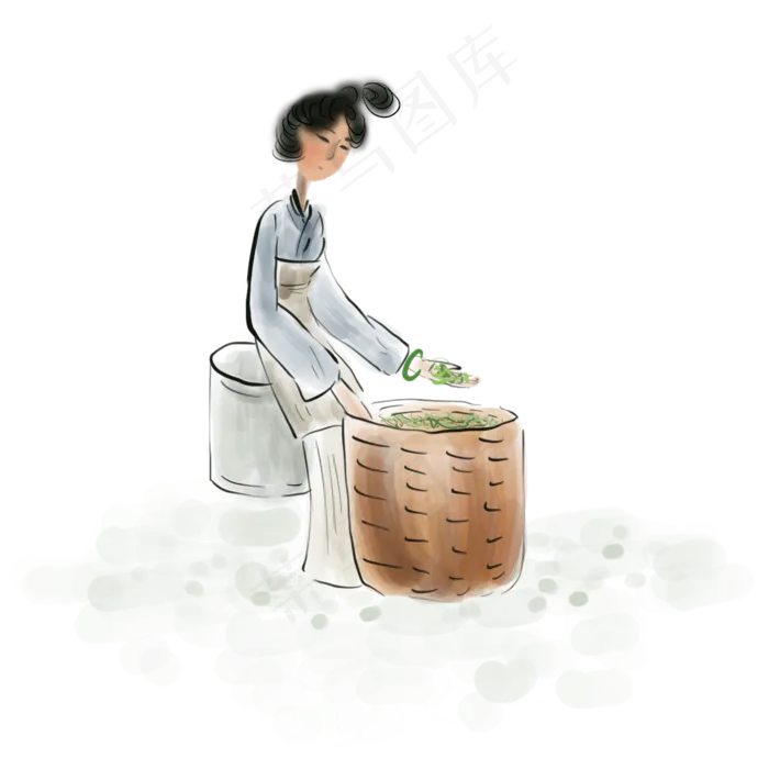 采中药的少女,免抠元素(2000*2000px 300 dpi )psd模版下载