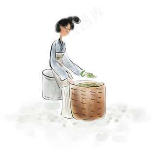 采中药的少女,免抠元素