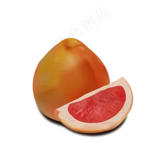 矢量手绘逼真写实红心柚子组合可