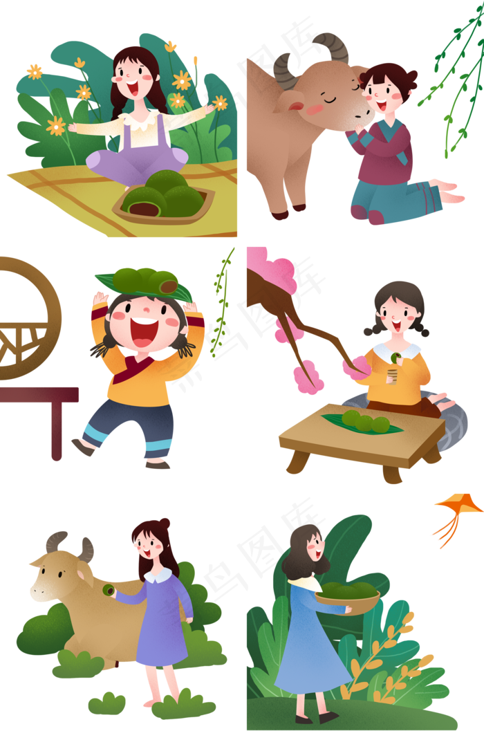 清明节合集的插画