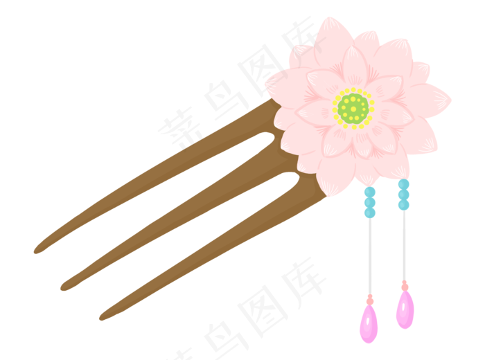 精美粉色荷花簪