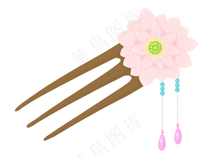 精美粉色荷花簪
