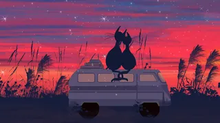 唯美治愈系梦幻星空猫咪风景