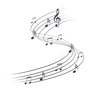 漂浮多彩五线谱音符,免抠元素